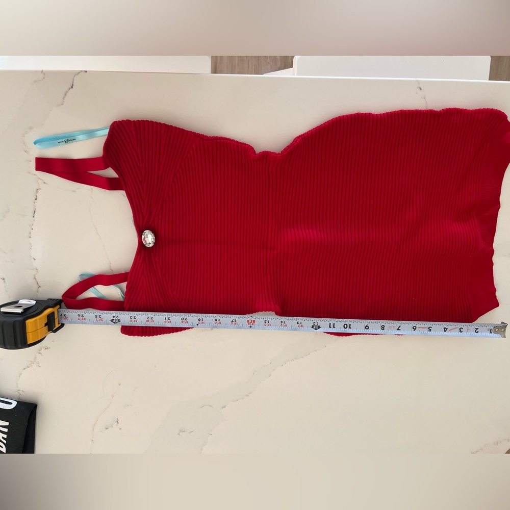 Marciano bold red bandage bodycon knit dress xs. - Picture 4 of 4